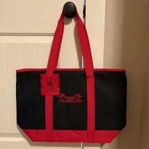 TRADER JOE’S Reusable Insulated Tote Zipper Closure Red & Black Groceries Travel